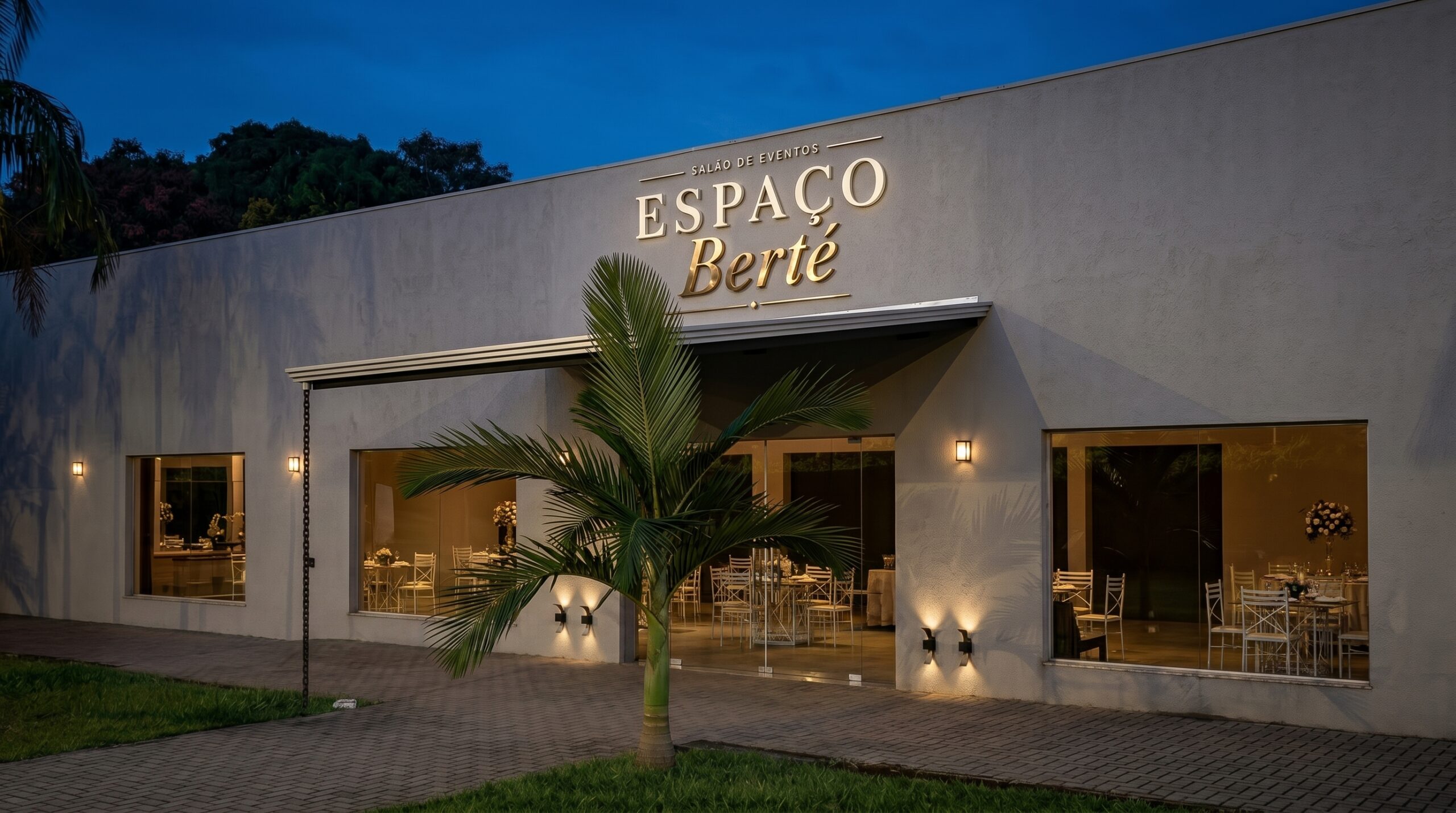 Fachada do Espaço Berté, salão de eventos em Apucarana